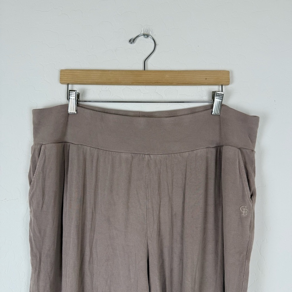 COZY EARTH Bamboo Rib Knit Jogger Pants Beige Suede - Picture 6 of 12